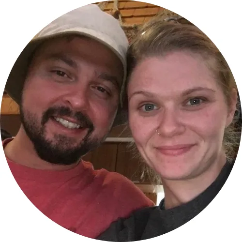 Cassy Jo. and Steven P smiling and holding each other happy couple smiling and holding each other